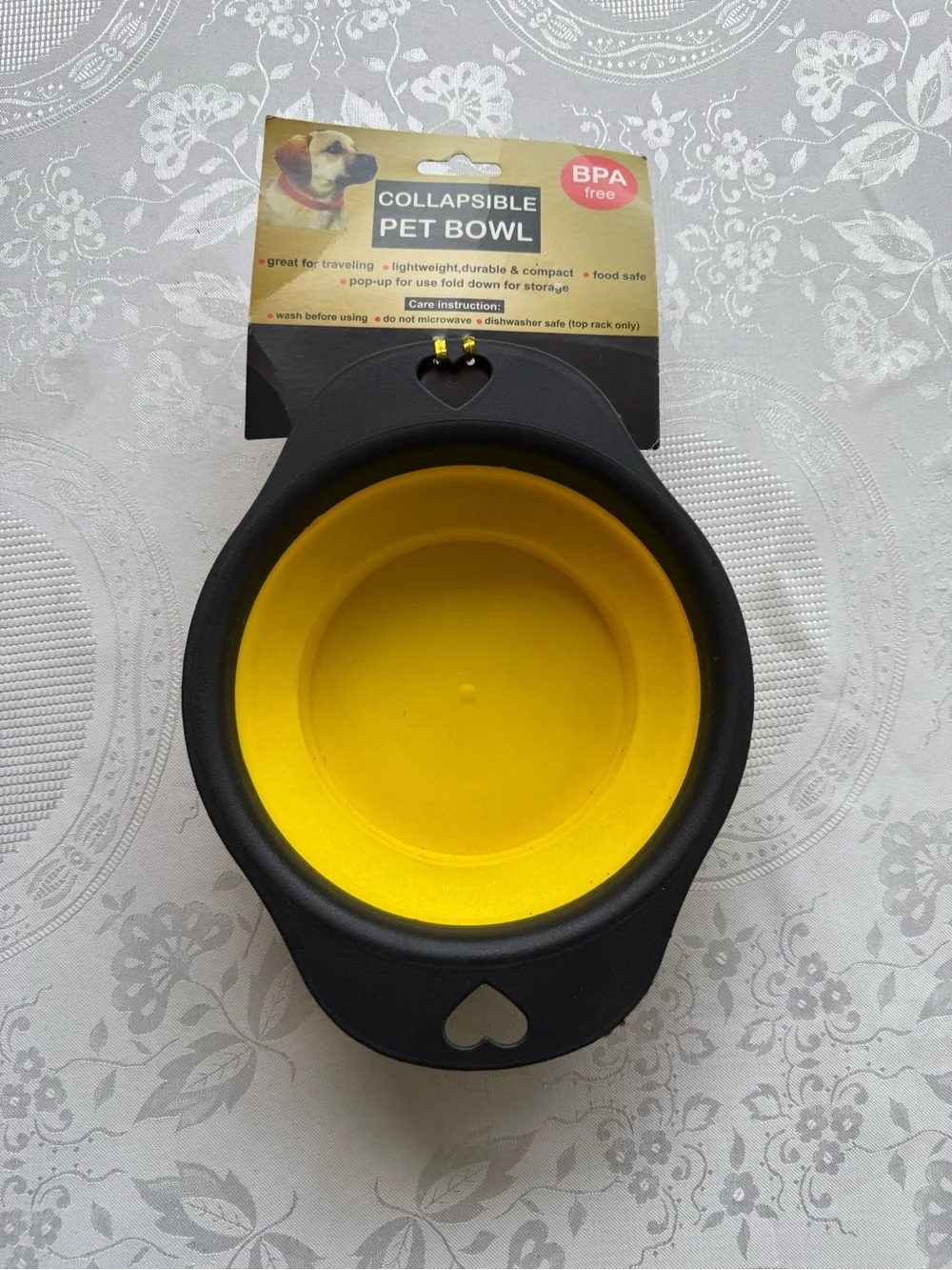 Source Unknown Collapsible Pet Bowl - Yellow and Black